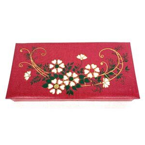 Ladies Glove Box Flip Top Lid Paper Box Daisies Heart Shaped Petals 11.5"